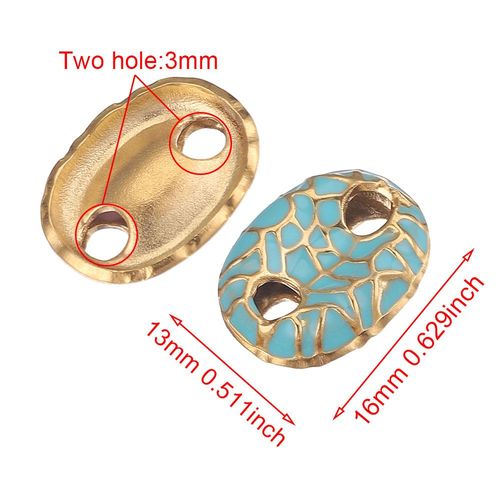 Lot De 5 Pièces,Boucles D'oreilles En Grains De Café Ovales En Acier Inoxydable À Double Trou En Émail,Connecteur De Perle De Charme Pour Bricolage,Fournitures De Fabrication De Bijoux