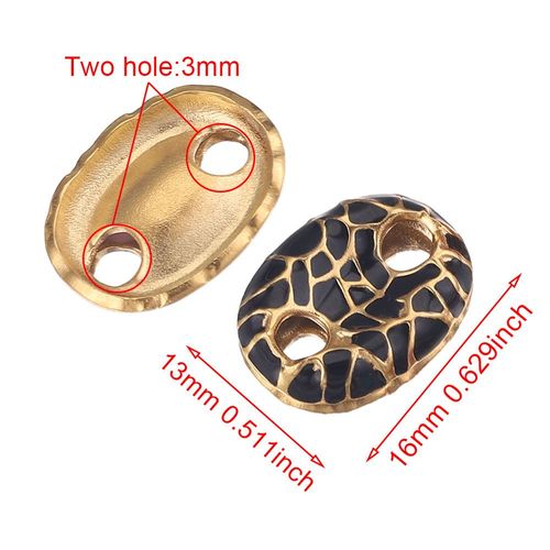 Lot De 5 Pièces,Boucles D'oreilles En Grains De Café Ovales En Acier Inoxydable À Double Trou En Émail,Connecteur De Perle De Charme Pour Bricolage,Fournitures De Fabrication De Bijoux
