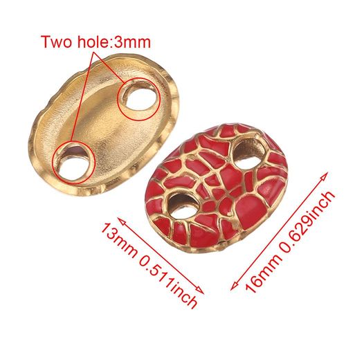 Lot De 5 Pièces,Boucles D'oreilles En Grains De Café Ovales En Acier Inoxydable À Double Trou En Émail,Connecteur De Perle De Charme Pour Bricolage,Fournitures De Fabrication De Bijoux