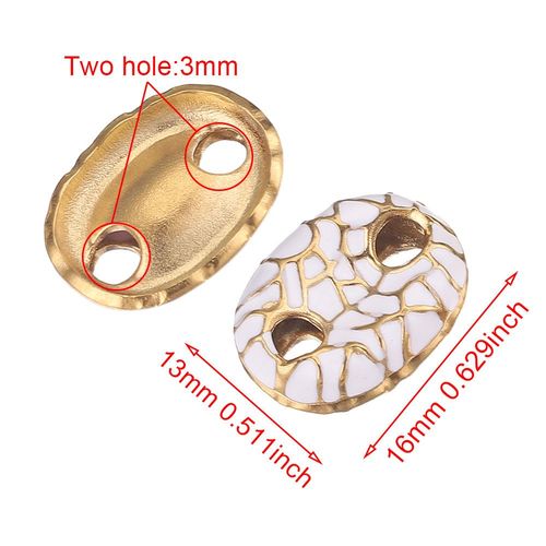 Lot De 5 Pièces,Boucles D'oreilles En Grains De Café Ovales En Acier Inoxydable À Double Trou En Émail,Connecteur De Perle De Charme Pour Bricolage,Fournitures De Fabrication De Bijoux