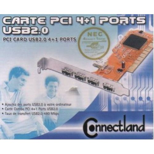 CONNECTLAND  - Adaptateur USB - CARTE PCI  4+1  - PORTS USB 2.0