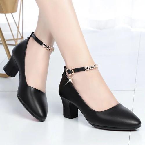 Cresfimix-Escarpins En Cuir À Bout Rond Pour Femme,Chaussures Confortables,Classiques Et Noires,À Talons Carrés,À La Mode,Rouge,Pour Bureau,Printemps,A66également X