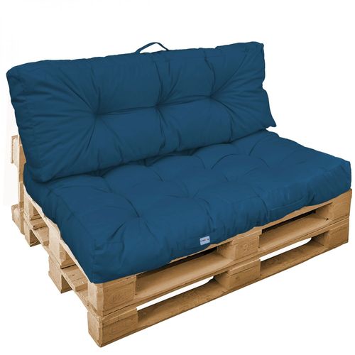 Linxor -Kit De Coussins Et Assise Capitonnés Pour Palette - Bleu Azur