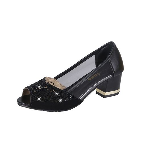Chaussures Escarpins Bling Talons Hauts Ajourés Pour Femmesandales Habilléesbureauavocattalon Carréété