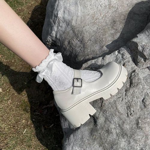 Lolita-Chaussures À Plateforme Et Talons Mary Janes Pour Femme,Souliers Vintage De Style Japonais,Blancs,43