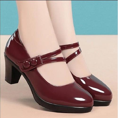 Cresfimix-Escarpins En Cuir À Bout Rond Pour Femme,Chaussures Confortables,Classiques Et Noires,À Talons Carrés,À La Mode,Rouge,Pour Bureau,Printemps,A66également X