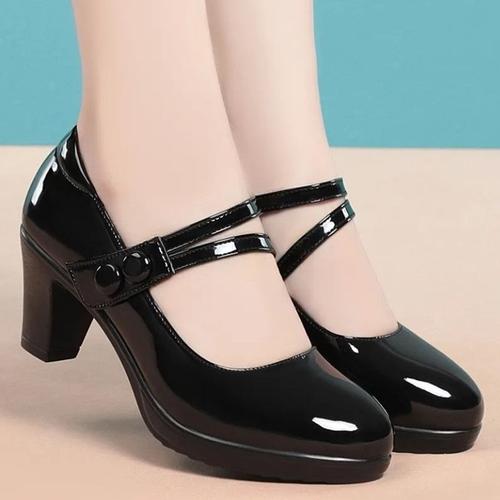 Cresfimix-Escarpins En Cuir À Bout Rond Pour Femme,Chaussures Confortables,Classiques Et Noires,À Talons Carrés,À La Mode,Rouge,Pour Bureau,Printemps,A66également X