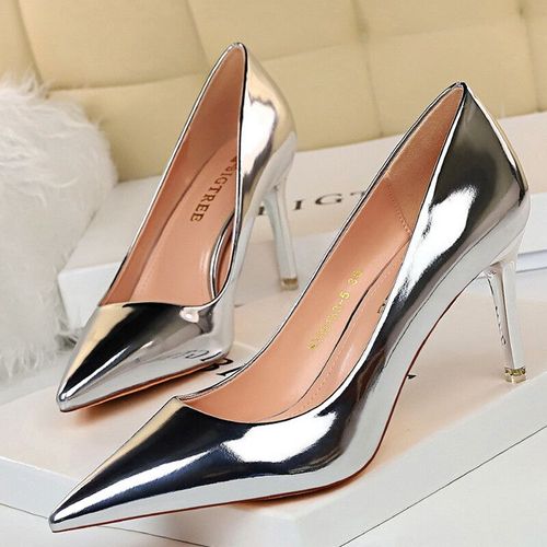 Bigtree-Escarpins En Cuir Verni Pour Femmes,Chaussures À Talons Hauts,Escarpins De Base,Chaussures De Mariage,Talons Aiguilles,Grande Taille 43