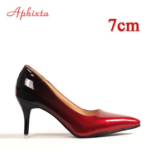 Aphfête Ta-Chaussures À Talons Fins En Cuir Verni Pour Femme,Super Hauts,Fleurs Roses,Grande Taille 48,