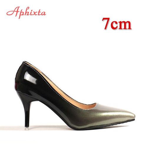 Aphfête Ta-Chaussures À Talons Fins En Cuir Verni Pour Femme,Super Hauts,Fleurs Roses,Grande Taille 48,