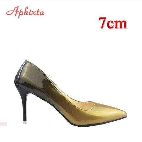 Aphfête Ta-Chaussures À Talons Fins En Cuir Verni Pour Femme,Super Hauts,Fleurs Roses,Grande Taille 48,