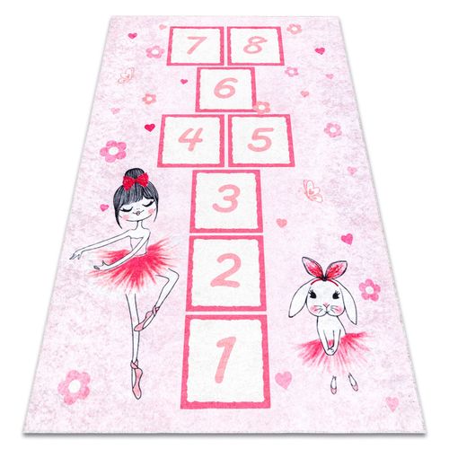 80x150 Cm Tapis Lavable Junior 51828.802 Marelle, Ballerine Pour Les Enfants Antidérapant - Rose