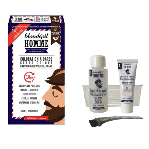 Blondepil - Coloration A Barbe Chatain Naturel - Barbe&moustache Kit 3 Utilisations Coloration Pour Barbe 60 Ml 