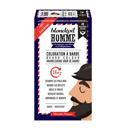 Blondepil - Coloration A Barbe Brun Naturel - Barbe&moustache Kit 3 Utilisations Coloration Pour Barbe 60 Ml 