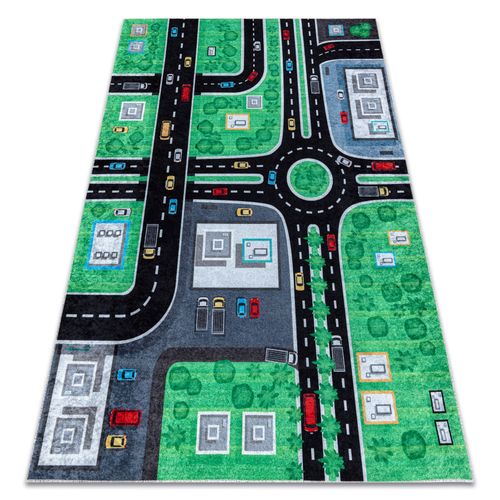 120x170 Cm Tapis Lavable Junior 52052.802 Ville, Rues Pour Les Enfants Antidérapant - Noir
