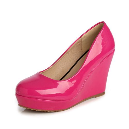 Chaussures Lihuamaochaussures Escarpins Roses En Cuir Verniespadrilles Compenséesplateformetalons Hautstravailixmariagepour Femme