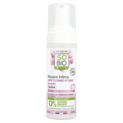 So Bio Etic - Mousse Intime, Haute Tolérance Optimale, Mauve Bio, Apaise Intime 150 Ml 