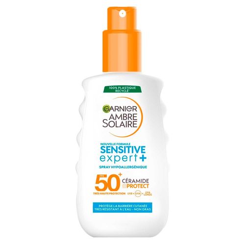 Garnier - Ambre Solaire Sensitive Expert+ Spray Solaire Hypoallergénique Adulte Fps50+ Très Haute Protection 150 Ml 