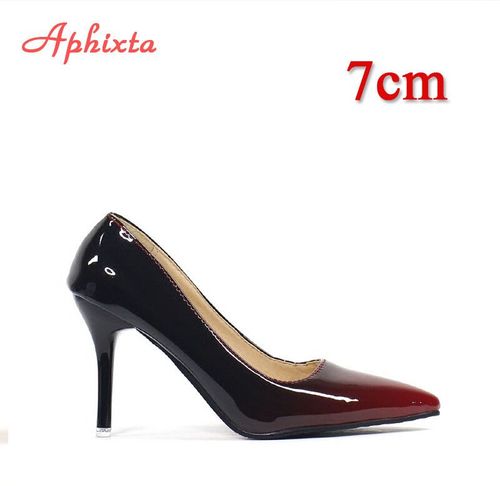 Aphfête Ta-Chaussures À Talons Fins En Cuir Verni Pour Femme,Super Hauts,Fleurs Roses,Grande Taille 48,