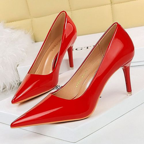 Chaussures Bigtreechaussures En Cuir Verni Pour Femmeescarpins Talons Aiguilleschaussures De Mariage Rouges10.5 Cmpatients