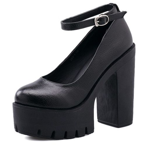 Chaussures À Talons Hauts Décontractées,Chaussures À Plateforme Sexy,Talon Épais,Blanc,Noir,Printemps,Automne,Taille 42,Chaussures Simples