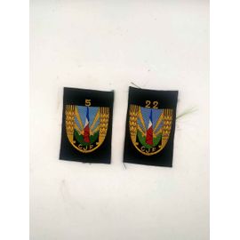 Militaria-Ww2-Régime De Vichy-Insignes Tissu Des Chantiers De La Jeunesse Groupe 5 Et 22-Originaux