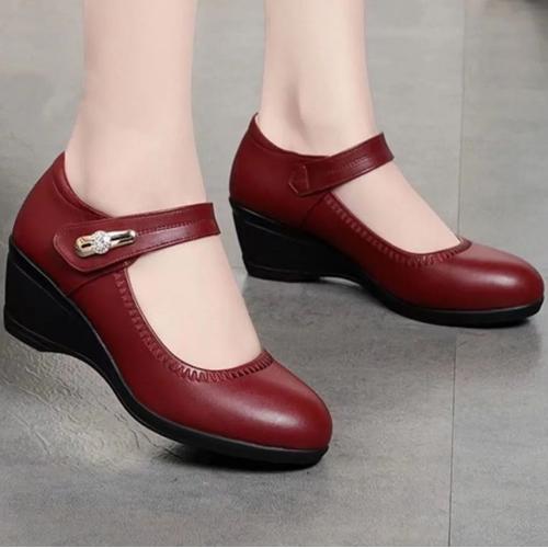 Cresfimix-Escarpins En Cuir À Bout Rond Pour Femme,Chaussures Confortables,Classiques Et Noires,À Talons Carrés,À La Mode,Rouge,Pour Bureau,Printemps,A66également X