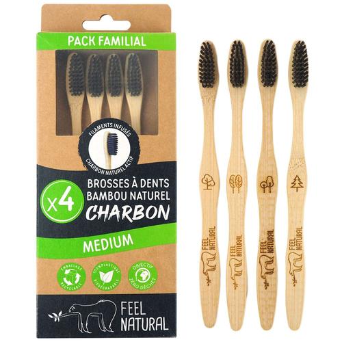 Feel Natural - Lot 4 Brosses À Dents Charbon - Medium Feel Natural Brosse A Dents 1 Unité 