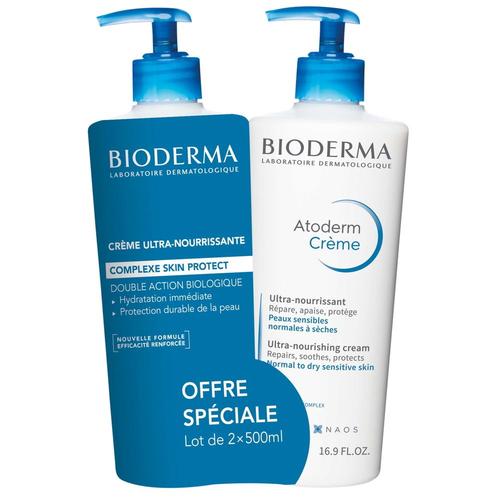 Bioderma - Atoderm Crème Ultra Peaux Sensibles Et Sèches - Lot De 2 Visage Corps 500 Ml 