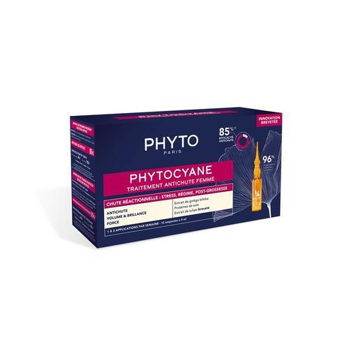 Phyto - Phytocyane Traitement Antichute Femme Chute Réactionelle - 12 Ampoules X 5ml Sérum Capillaire 12 Un 