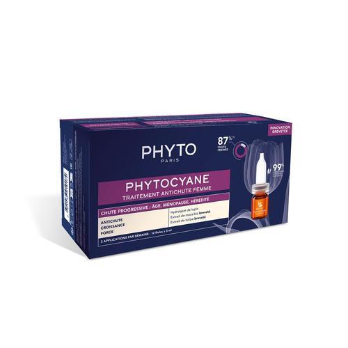 Phyto - Phytocyane Traitement Antichute Femme Chute Progressive - 12 Ampoules X 5ml Sérum Capillaire 12 Un 