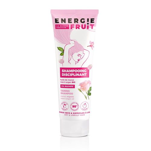 Energie Fruit - Monoi Rose&huile D'argan Bio | Cheveux Secs Rebelles Shampooing Sans Sulfates 250 Ml 