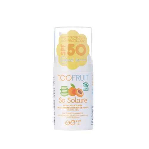Toofruit - So Solaire Spf 50 Fluide Non Gras Bio -30ml Abricot - Aloe Vera Lait Solaire Haute Protection Indice 