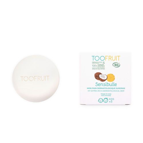 Toofruit - Sensibulle, Pain Dermatologique Haute Tolèrance Bio Ananas -Coco Pain Surgras Sans Savon Ni Sulfates 85 G 