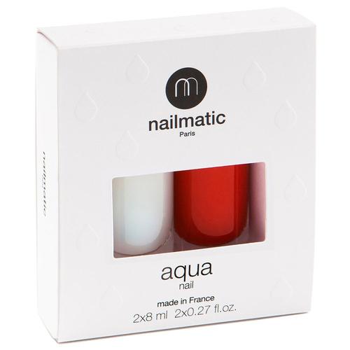 Nailmatic - Aqua Nail Duo Base&top + Garance Vernis À Ongles Base D'eau (54%) Base&top 2-En-1 + Rouge Coquelicot 1 Unité 