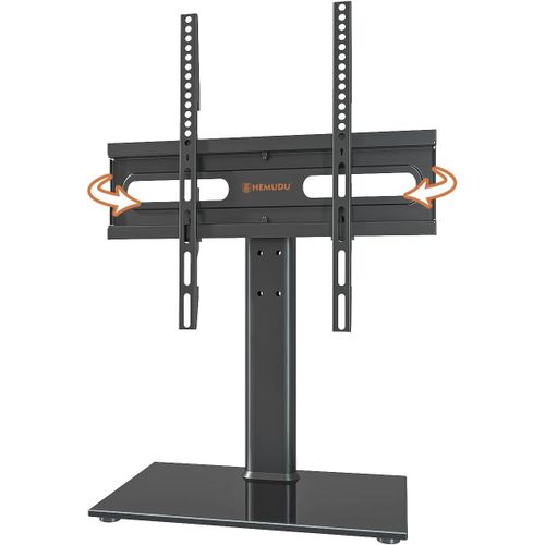 Support TV Universel pivotant pour téléviseurs LCD LED de 27 à 60"" Hauteur réglable avec Base en Verre trempé et Gestion des Fils, VESA 400 x 400 mm