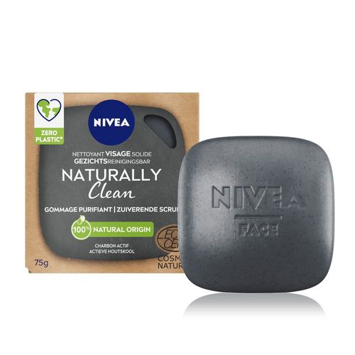 Nivea - Naturally Clean- Gommage Purifiant Charbon Actif Nettoyant Visage Solide 75 G 