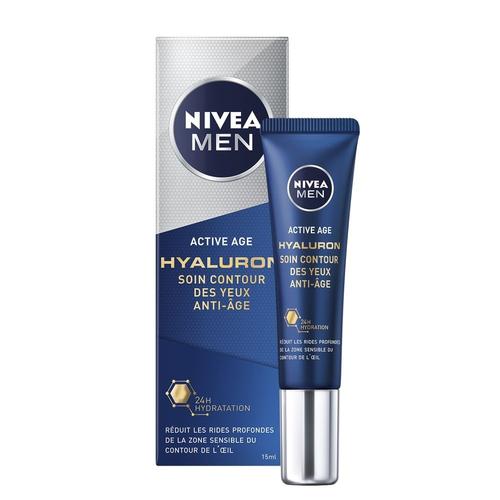 Nivea - Active Age Hyaluron - Soin Contour Des Yeux Anti-Âge Acide Hyaluronique Crème Soin Visage Homme 15 Ml 