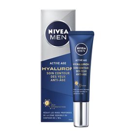 Nivea - Active Age Hyaluron - Soin Contour Des Yeux Anti-Âge Acide Hyaluronique Crème Soin Visage Homme 15 Ml 