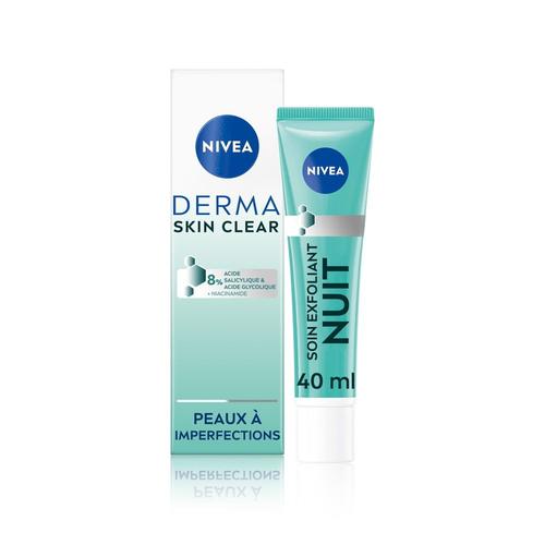 Nivea - Derma Skin Clear - Soin De Nuit Exfoliant Visage 40ml Peaux À Imperfections 