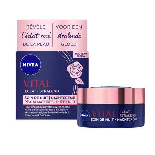 Nivea - Vital Eclat - Crème De Jour Huile Pétales Rose&calcium Soin Visage Anti-Âge Peaux Mature 50 Ml 