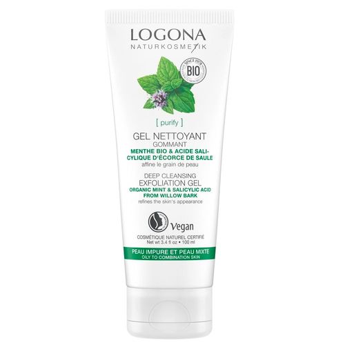 Logona - Gel Gommant Menthe Bio Acide Salicylique, 100ml Masques, Gommages, Exfoliants 