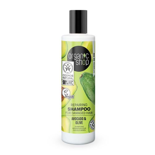 Organic Shop - Shampoing Cheveux Abimés Avocat Olive Vegan Naturel 280 Ml 