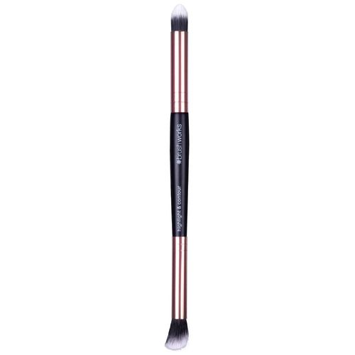 Brushworks - Pinceau Highlighter&contouring Doubleembout Accessoire De Maquillage 1 Unité 