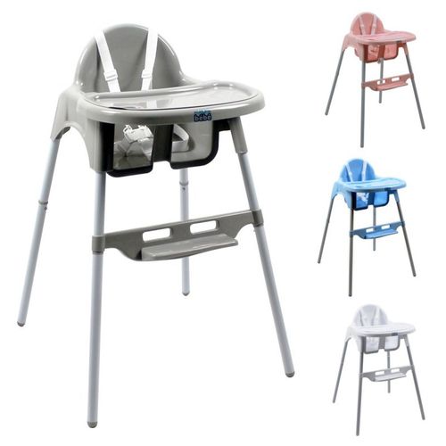 Monsieur Bébé - Chaise Haute Bébé, Enfant, Réglable Hauteur Et Tablette - Délice Gris