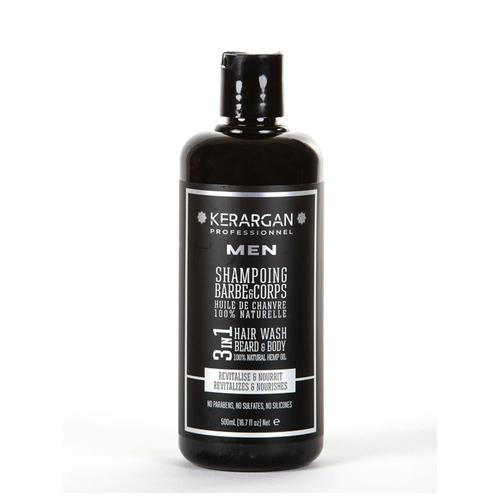 Kerargan - Shampoing 3 En 1 Pour Homme À L'huile De Chanvre - Barbe, Corps Et Cheveux Idea Shampooing 500 Ml 