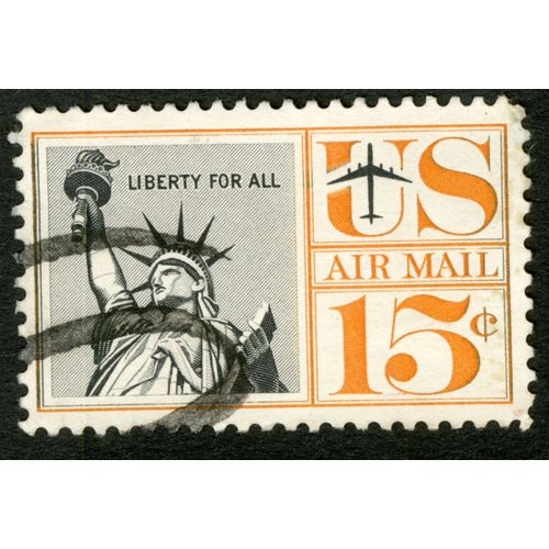 Timbre Oblitéré Us Air Mail, 15 C, Liberty For All