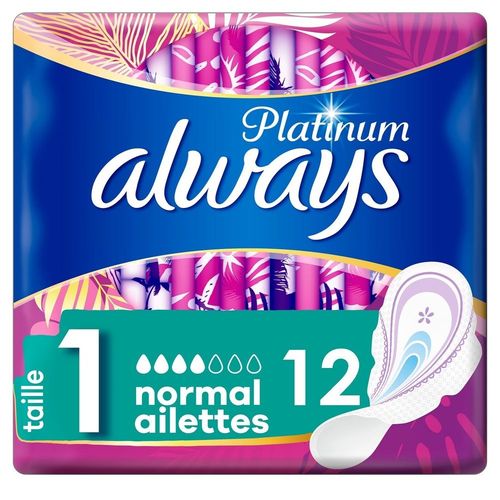 Always - Always Platinum Normal (Taille 1) Serviette Hygiénique Serviettes Hygiéniques 12 Un 