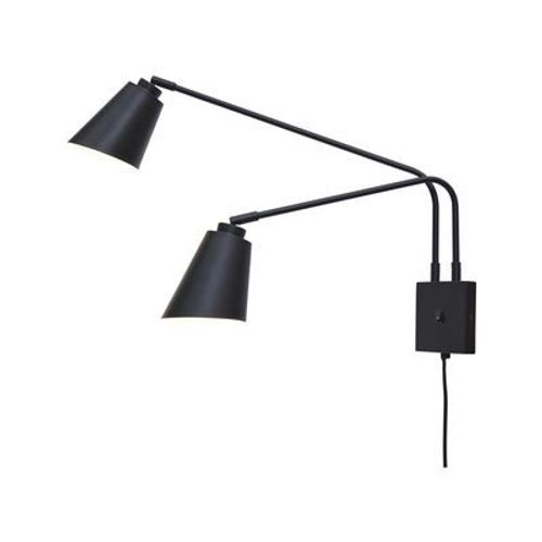 Applique Avec Prise Bremen Métal Noir / 2 Bras Orientables - L 135 Cm - It's About Romi