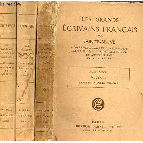 Les Grands Écrivains Français - Xviiie Siècle - 3 Volumes - Volume 1 : Philosophes Et Savants Fontenelle Montesquieu Buffon Diderot Tome 1 - Volume 2 : Philosophes Et Savants Jean Jacques Rousseau(...)